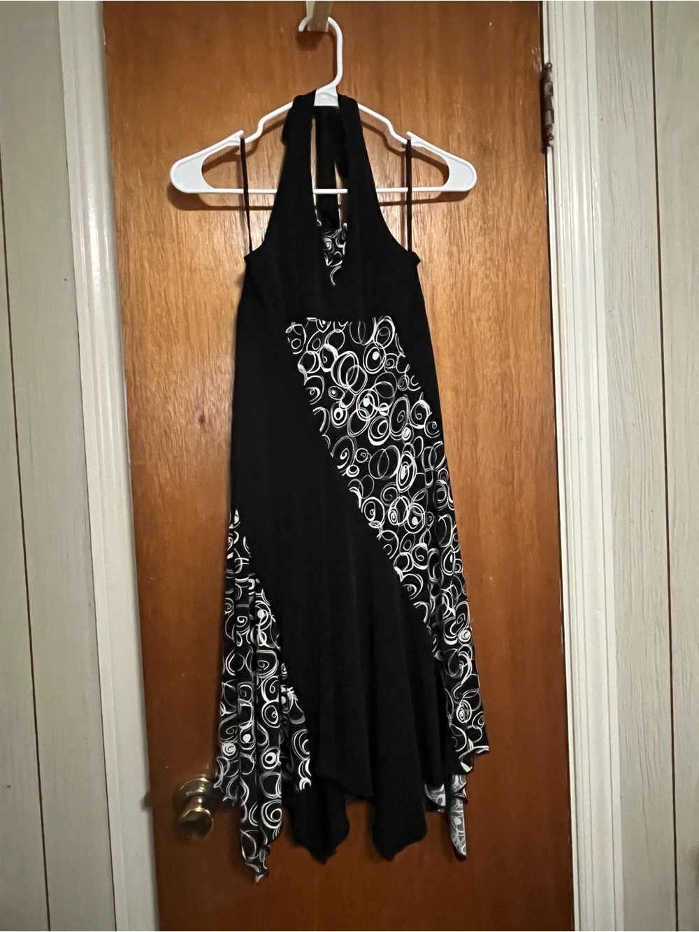 My Michelle Black and White Asymmetrical Halter Dress